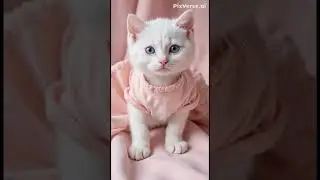 #CuteWhiteKitten #BlushDress #AdorableKitty #KittenFashion #FluffyBaby #PurrfectLook #DressedUp