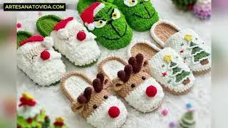 Crie essas Pantufas de Amigurumi de Natal e Encante com Suas Pr&oacute;prias M&atilde;os