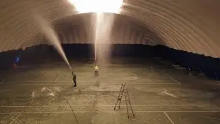 LARGE INFLATABLE SPORTS DOME INTERIOR CLEANING!!! MOLD & MILDEW REMOVAL PENNSYLVANIA TENNIS DOME!!