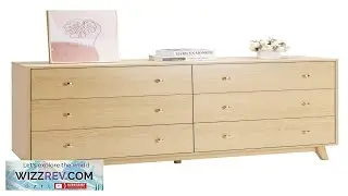 VEVOR 6 Drawer Dresser Wooden Chest of Drawers with Sliding with Anti tip