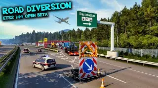 ETS2 1.44 OPEN BETA FIRST LOOK | Traffic Diverted Through Gas Station Due To Highway Accident