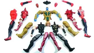 MARVEL ASSEMBLE TOYS THANOS ARMOR VS CAPTAIN THOR VS IRONMAN VS SPIDER-MAN MILES MORALES...