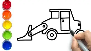 How to Draw a Bulldozer | Bulldozer Drawing and Coloring for Kids | Learn Colors for Children