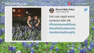 Texas police officers pose for #BackTheBLUEbonnets