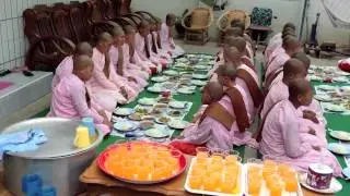 Nuns having lunch in Burma