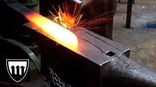 Forging a full tang teardrop Damascus Kukri knife, part 1, forging the blade.