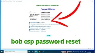 Reset Bank of Baroda Login Password || bob csp password reset || BOB CSP Password Expire issue