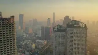 Bangkok unfinished skyscraper drone footage