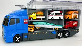 トミカ☆ミニカーを開封チェック！いろんなトミカをコンボイへ収納します☆Tomica Mini Cars ☆ Unboxing review & Hill driving test.