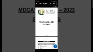 NUMS MDCAT 2023 : How to download NUMS syllabus from official website | Latest News NUMS #nums