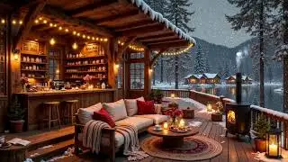 Relaxing Winter Jazz in Cozy Cabin ⛄ Coffee Shop Ambience with Warm Jazz Instrumental Music