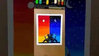 🌞🌙Easy Day and Night couple Drawing | Easy & Beautiful Oil pastel Art #art #oilpastel