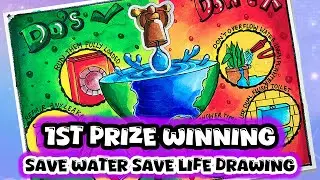 Save Water Save Life Drawing / World Water Day 2025 / Poster making ideas for competition#drawing