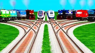 🚩Every Trains Railroad Run On Diamond Tracks Junction ll Train Video ll train game high speed tracks