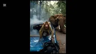 A monkey car driving in forest #monkey #views_viral_video_subscriber #public #india #pakistan 
