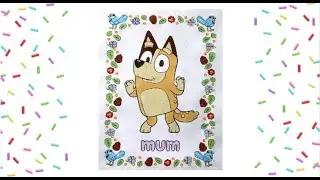 Coloring Disney Bluey's Mum Chili Dancing Coloring Page with Markers | Speed Coloring Time Lapse