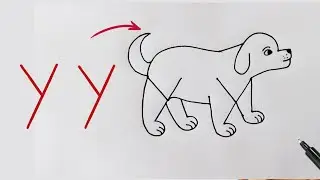 Dog Drawing Easy | Drawing Dog With yy Letter | Dog Drawing Tutorial