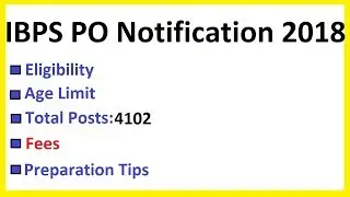 IBPS PO Notification 2018: Total Posts 4102, Eligibility, Age, Fees, Exam Pattern