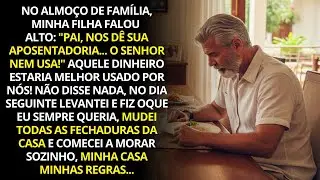 No jantar de família, minha filha disse: “Pai, nos dê sua aposentadoria… o senhor nem usa!”