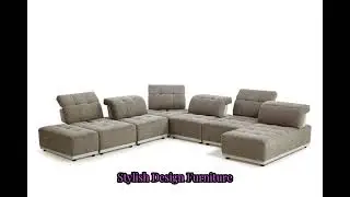 Divani Casa Ekron - Modern Brown & Beige Fabric Modular Sectional Sofa