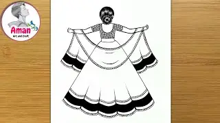 Beautiful Girl Drawing | Easy Girl Dress Art | Simple and Lovely Girl Sketch for Beginners