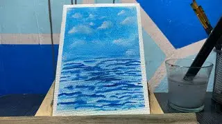 Melukis Laut Tenang dengan Warna Biru | Relaxing Ocean Painting