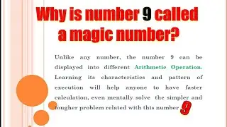 Why is number 9 called a magic number?