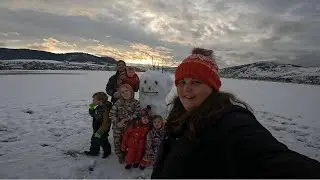 BUILDING A SNOW GIANT ON FROZEN OKANAGAN LAKE