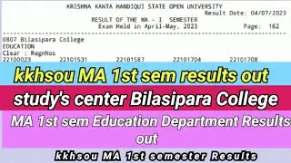 kkhsou MA 1st semester Results out. kkhsou MA 1st semester Education Department Results out 2023.