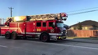 Dallas Fire Engine , Rescue , Truck , USAR 33 arriving on scene of a mva into structure