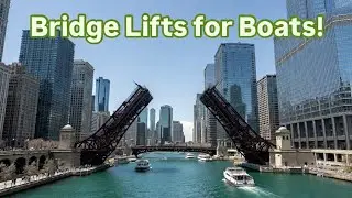 Chicago River Bridge Opens at Clark St and Dearborn St #4k #travel  #walking 5.21.2016