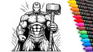 IRONMAN x THOR Coloring Pages | Marvel Superheroes Coloring Books  