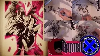 Gambit X men A5 pen drawing for Kickstarter