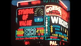 London night at Piccadilly Circus 60s archive footage