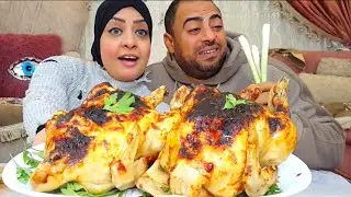 تحدي اكل فرختين٥ك محشيه بصل وبهاريز والسلطانيه واكبر هديه بسبب النوايا الطيبه🥰