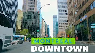 [ 4K Video ] Driving through Montreal downtown in Bright sunny day | 🎧 Binaural driving video