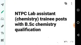 NTPC lab assistant (chemistry) trainee posts with B.Sc chemistry