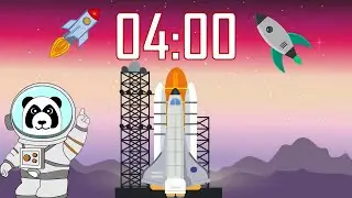 4 Minute 🚀 Space Shuttle Rocket Countdown Timer with Blastoff! 👨&zwj;🚀👩&zwj;🚀