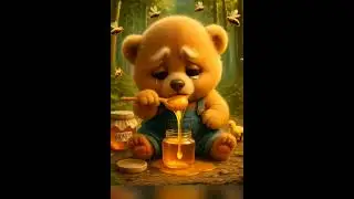 Little Bear Cries While Eating Honey 🍯💔 #ai #bear #funny #cute