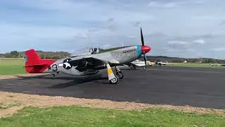 P51 Mustang startup Halfpenny green lovely to see the warbird today