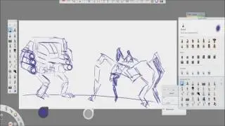 Digital painting: Mad creepy robots fast sketch