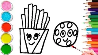 How To Draw cute Popcorn   Drawing, Painting & Coloring For Kids and Toddlers_ Child Art 🐋🌈🎨