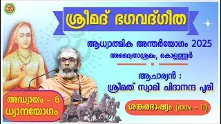ഭാഗം-11: ശ്രീമദ് ഭഗവദ്ഗീത അദ്ധ്യായം-6, ശങ്കരഭാഷ്യം, സ്വാമി ചിദാനന്ദ പുരി | ആധ്യാത്മിക അന്തർയോഗം 2025