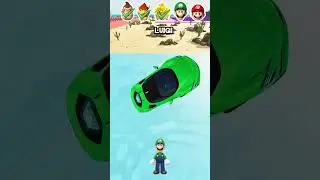 Mario Car Jump Challenge with Bowser , Luigi , Princess Peach , Super Mario