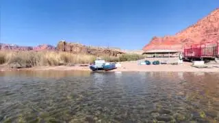 Панорама спуска на воду парома Lee's Ferry Boat в национальном парке Гранд-Каньон