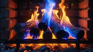 Peaceful Fireplace with Blue Flames and Glowing Logs for Deep Sleep and Cozy Night Relaxation