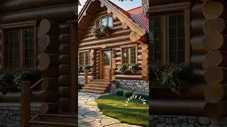 Full Exterior View of a Log Cabin Paradise#LogCabinExterior #RusticArchitecture