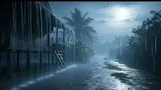 Heavy Night Rain in a Tropical Village  Relaxing Rain Sounds for Deep Sleep