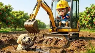 🐒Incredible Dog Rescue: Brave Monkey Bini SAVES Puppy Stuck in Deep Mud!🐶 🚨- Monkey Videos