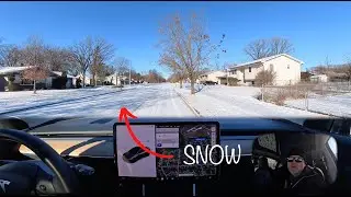Tesla FSD on Slippery Streets | Snow Drive